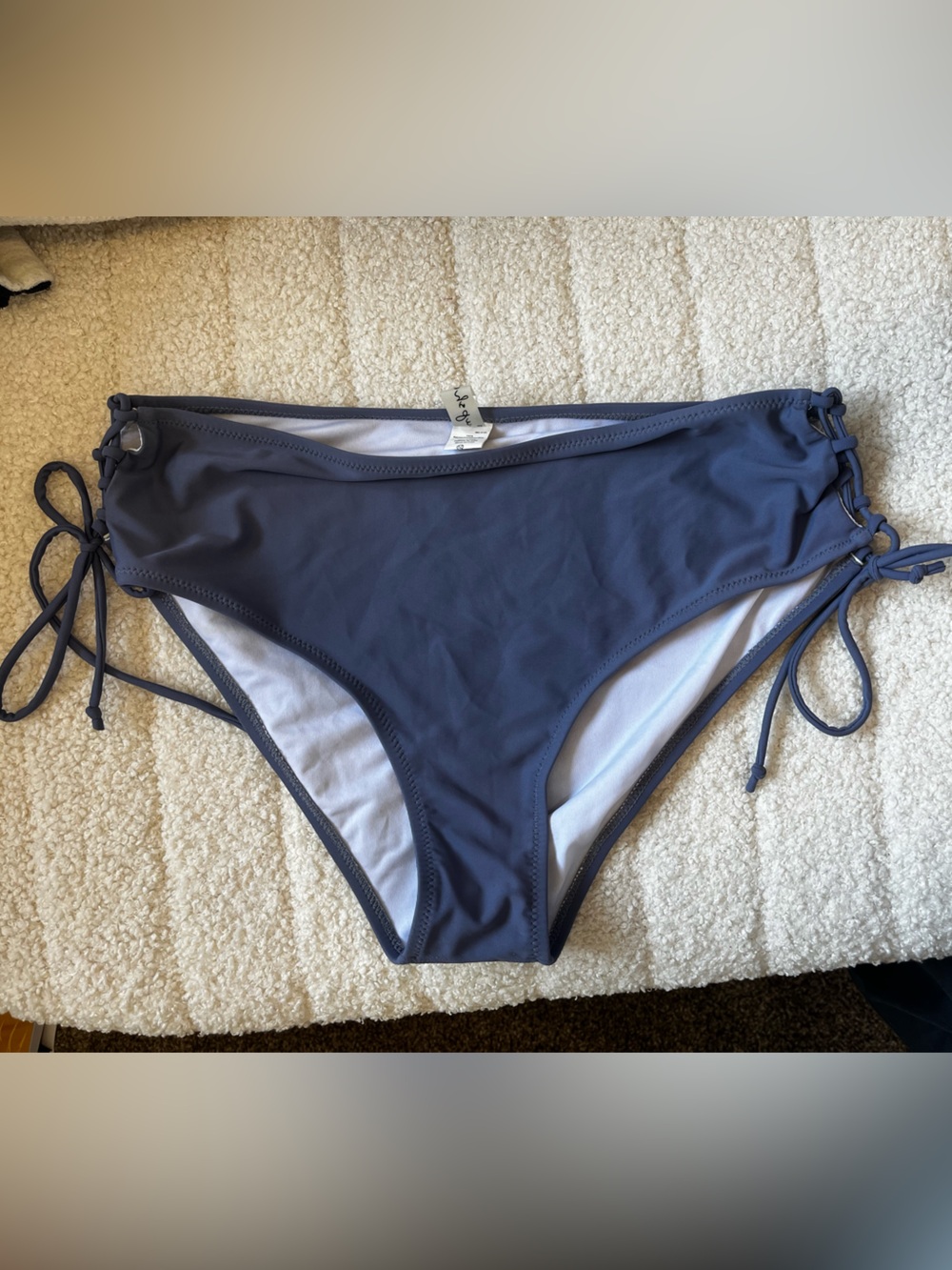 Cupshe Slate Navy Side-Tie high waist Bikini Bottom